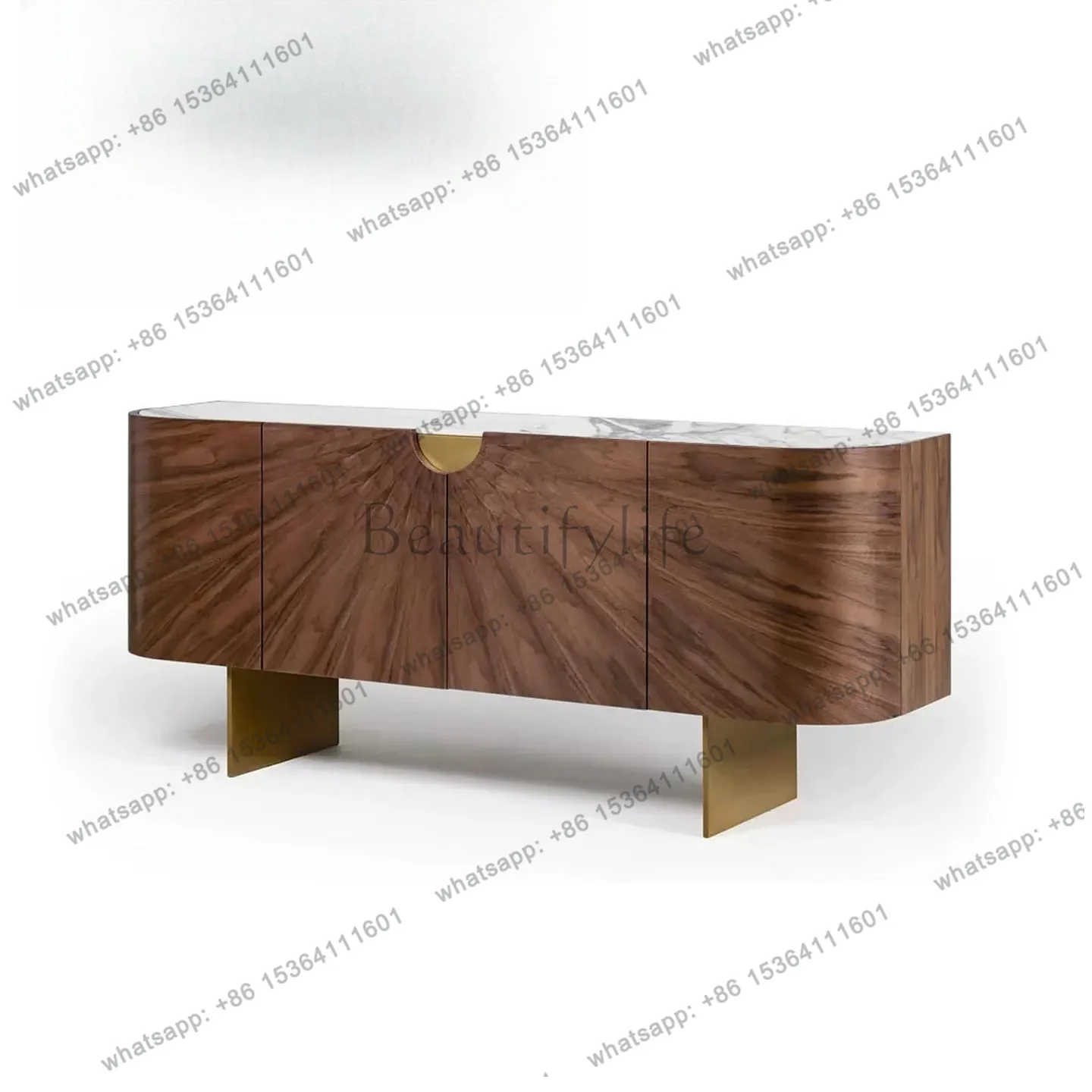 Factory Direct Sales Italian Light Luxury Walnut Veneer Locker Medieval Marble Locker