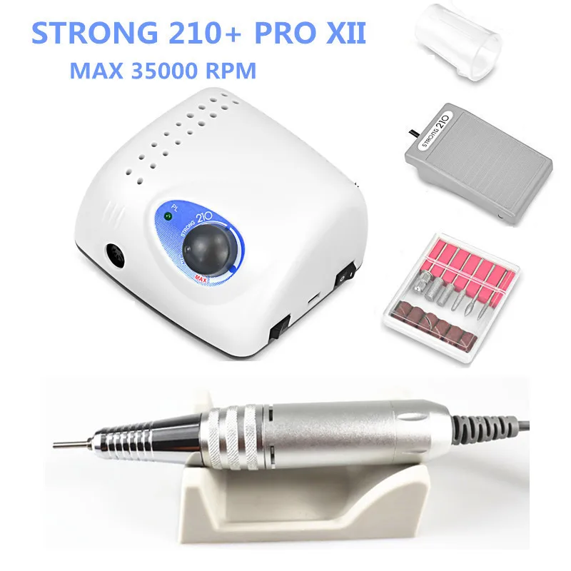 STRONG 210+ PRO ⅩⅡ  Handpiece 65W 40000rpm Nail Drills Manicure Machine Pedicure Electric File Bits