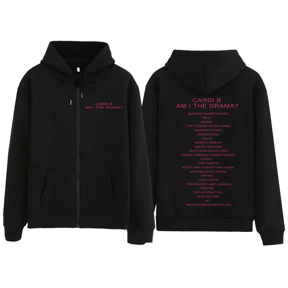 

Толстовка на молнии Cardi B AM I THE DRAMA, повседневная толстовка с капюшоном на молнии, унисекс