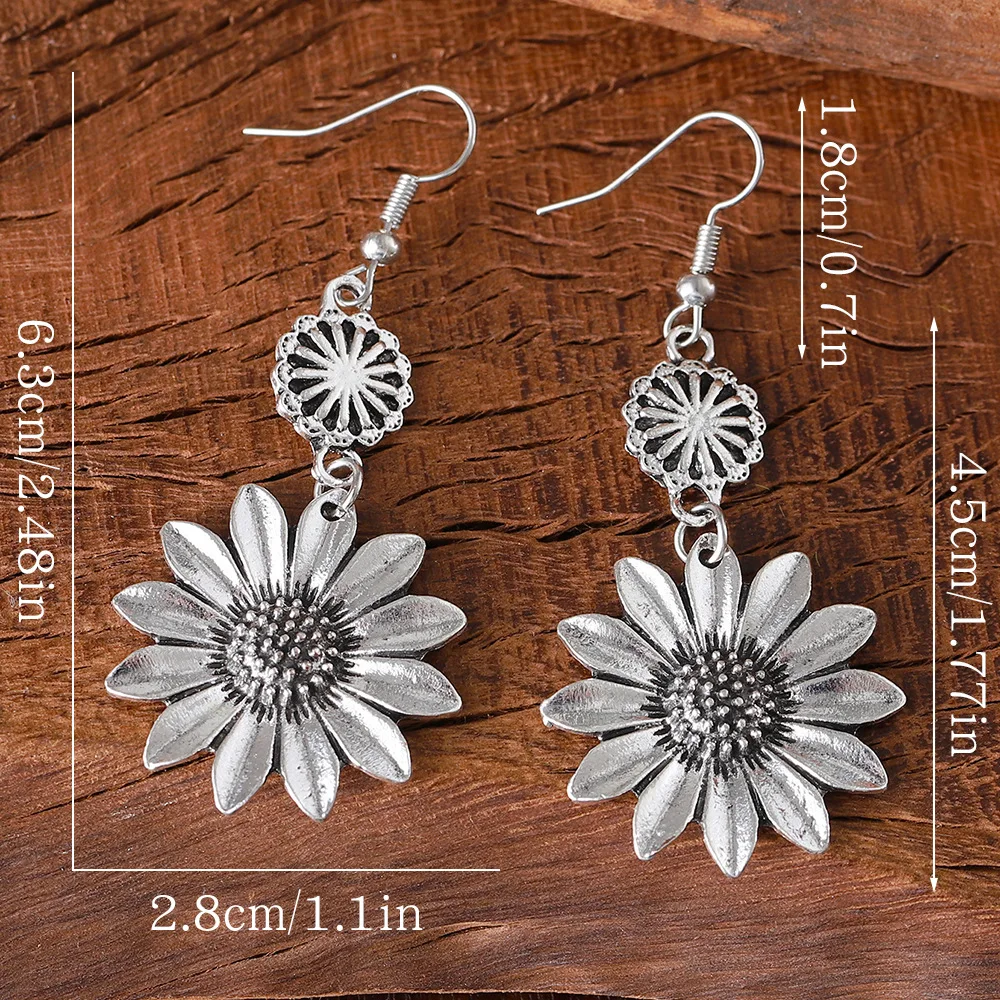 DIY accessories European and American cross-border new retro three-dimensional sunflower pendant earrings, fashionable and simpl