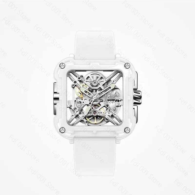 Hollow mechanical watch Mechanical ceramic women's watch Trendy cool couple birthday gift