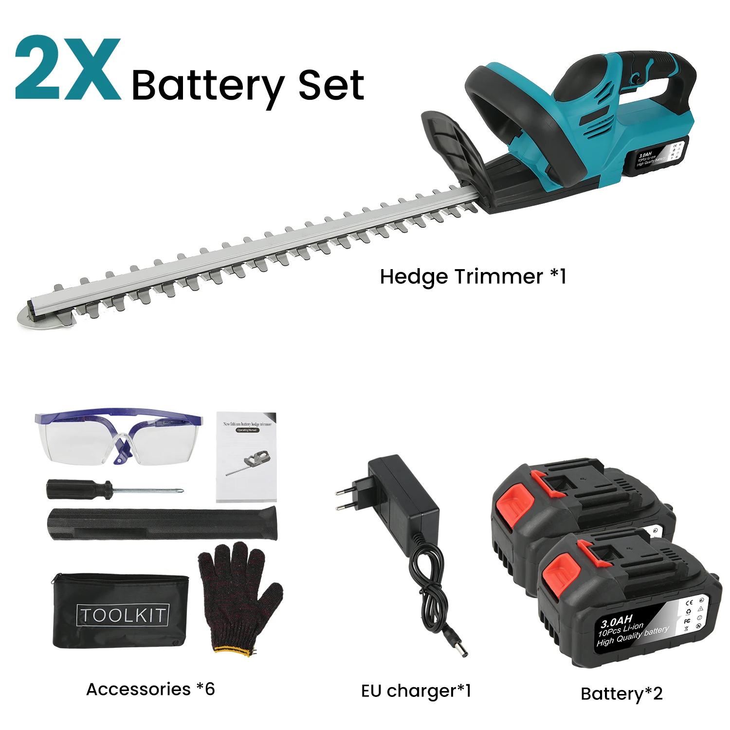520mm Draadloze Elektrische Heggenschaar Grasmaaier Tuin Landschapsarchitectuur Heggenschaar Trimmer Elektrisch Gereedschap Voor Makita 21V Batterij