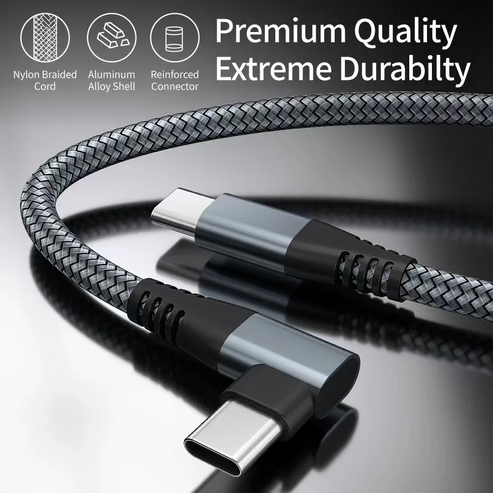 1PCS 60W USB Type C Cable 3A Fast Charging Wire Cord USB C Cable For Macbook Samsung Xiaomi Huawei iPhone15 Elbow Cable For Game