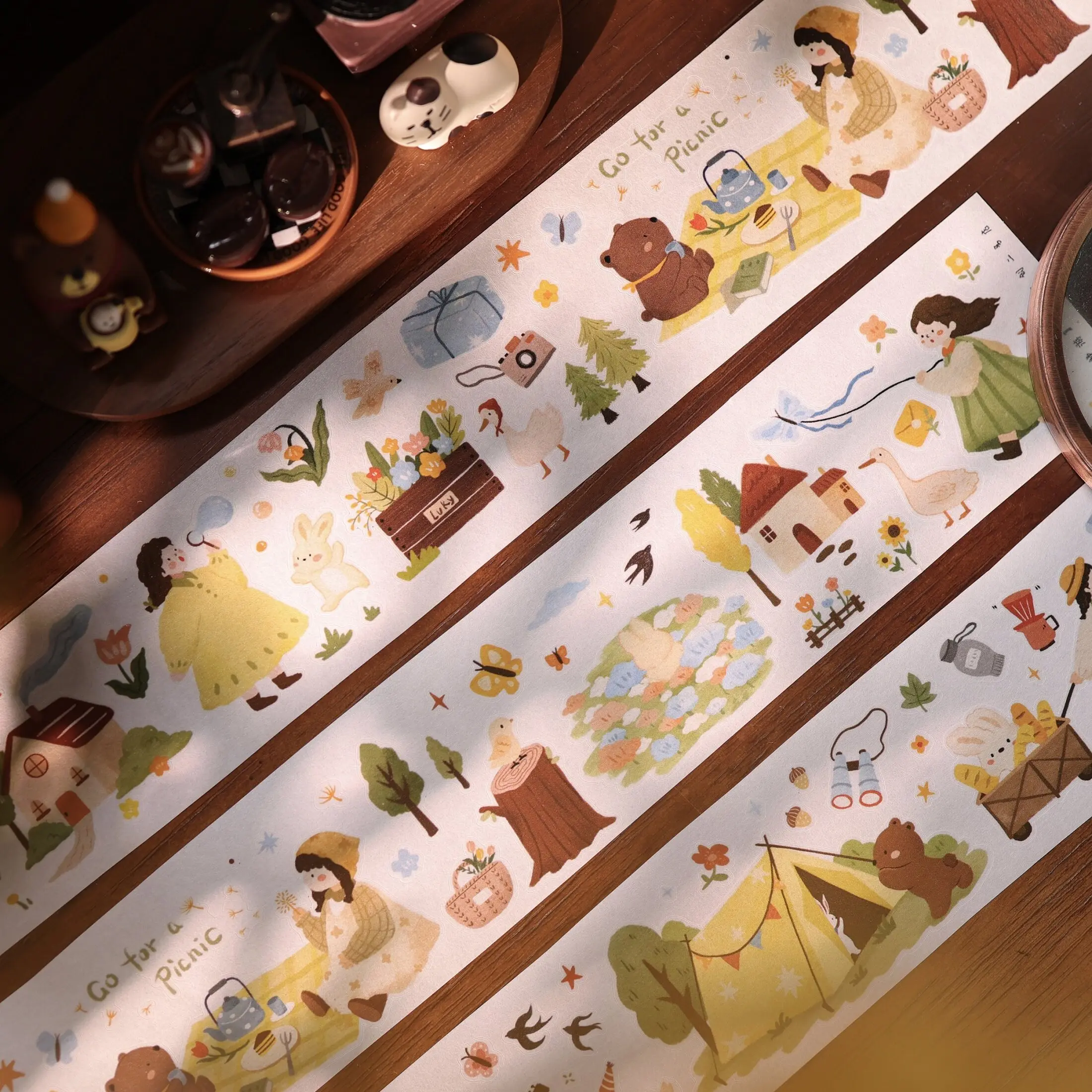 YiEr Studio Vintage Going On An Outing Girl Washi Tape Planner DIY Card Making Scrapbooking Plan Decorative Sticker