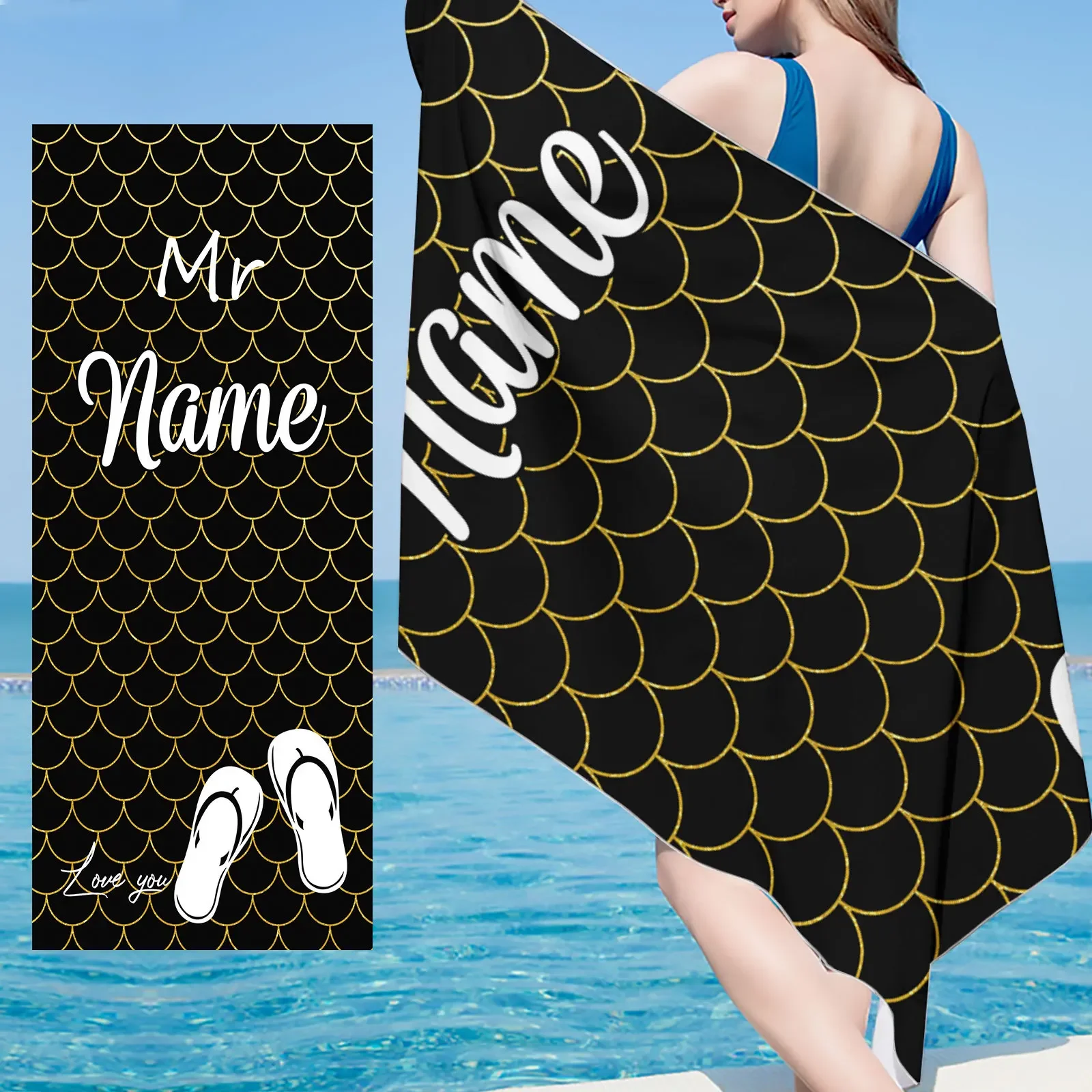 

Personalized Name Beach Towel Microfiber Shoes Style beach Towel Bath Towel Beach Towel Shoes