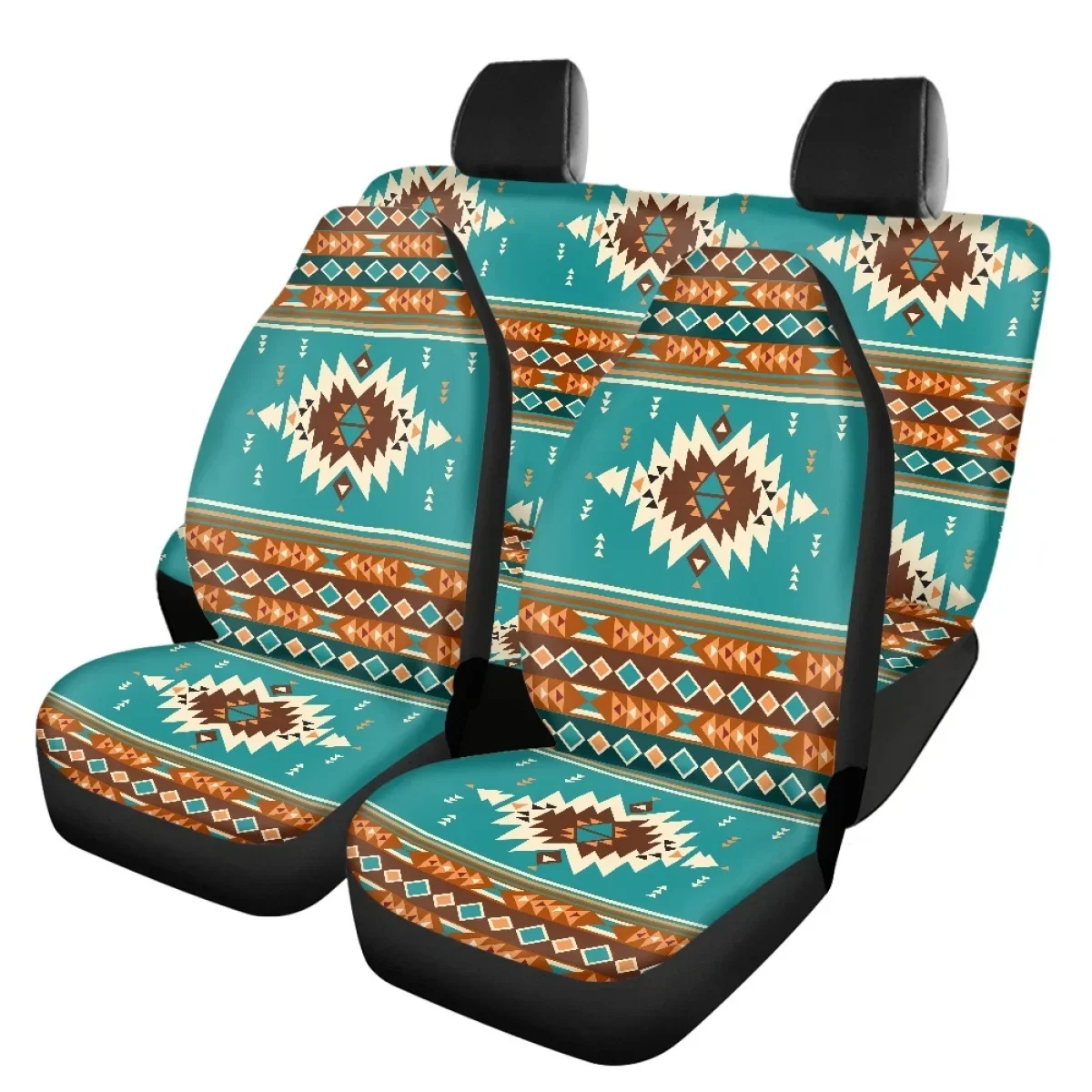 Fashion Tribal Aztec Print Car Seat Cover General Sedan Front and Rear Cushion Protecter Soft Easy to Install Car Accessories