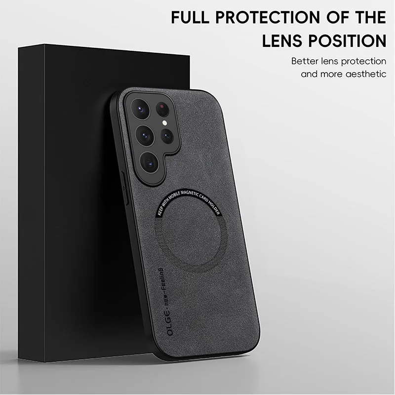 Funda magnética de cuero de lujo para Samsung Galaxy, cubierta de carga inalámbrica Magsafe, S20, S21, S24, S23, S22, Ultra FE, Note10, Note20 Plus