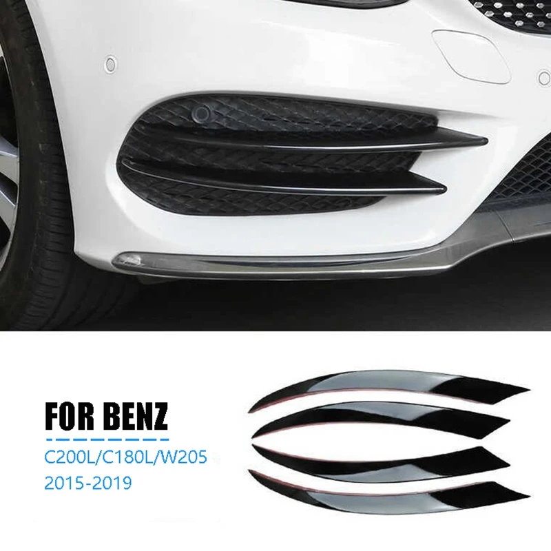 Front Bumper Lip Splitter Spoiler Fog Lights Trim Sticker For Mercedes Benz C Class W205 C180 C200L/C180L