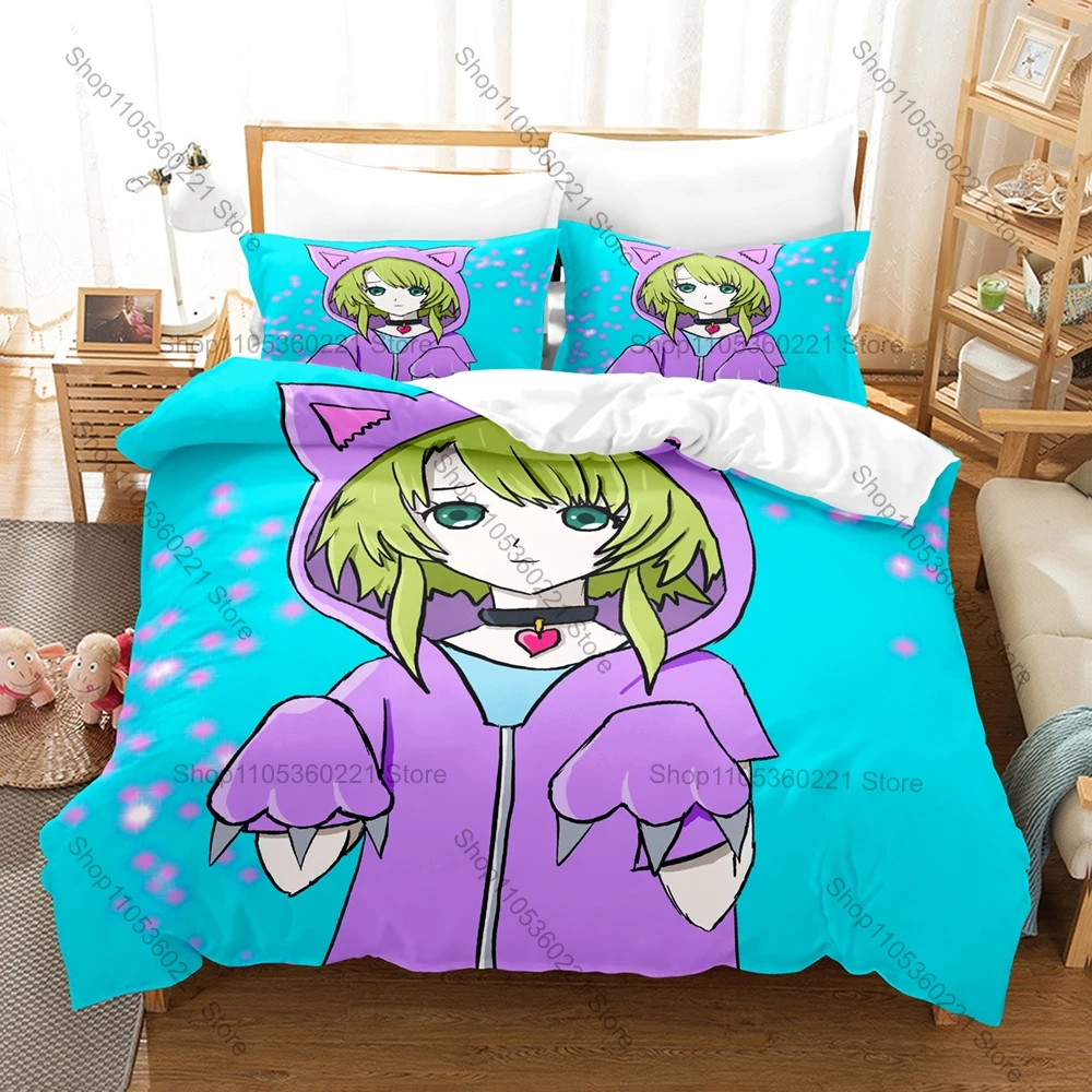Cute Scared Teen Graphic Kanna Kizuchi Your Turn to Die Psychological Horror Game Bedding Set Duvet Cover With 2 Pillowcases