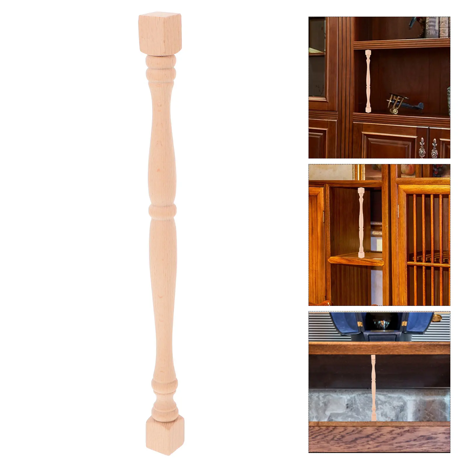 

Wood Baluster Spindle Uniquely Shaped Decorative Post for Stairs Cabinets Furniture Fence Interior Wooden Carving Balusters
