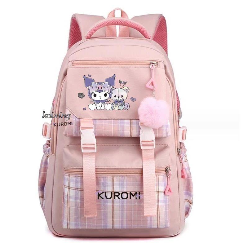 Lovely Kuromi Melody Backpack Teenager Girl Canvas Backpack Schoolbag Large Capacity School Bookbag Rucksack Travel Bag Mochila