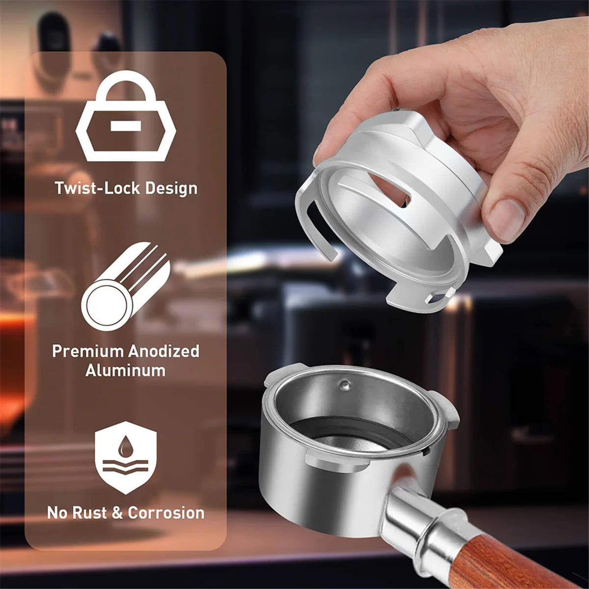 Embudo dosificador de café de 54mm, anillo dosificador de aluminio manos libres y accesorios de Espresso para Breville Barista portafiltros de 54mm