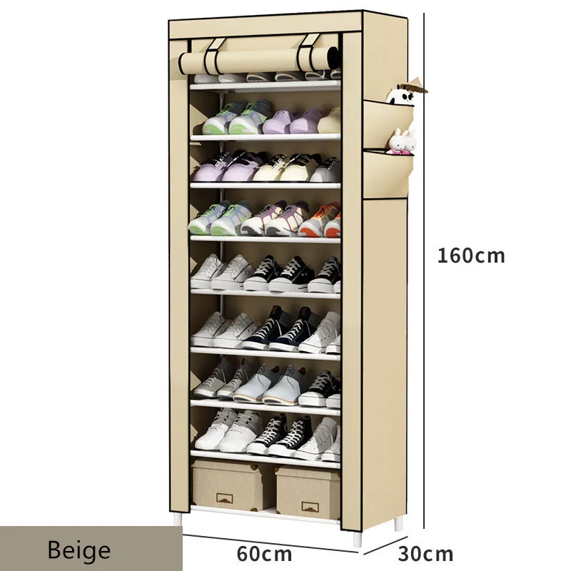 10L Beige Shoe Rack Simple Shoe Cabinet Home Door Multi-Layer Dust-Proof Economical Dormitory Shoe Shelf Storage Shoes Household