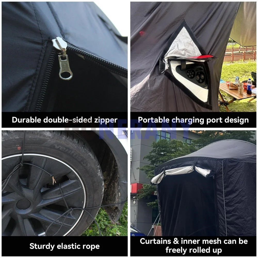 Camping Tent for Tesla Model Y 2023 2022 2021 2020 Tailgate Shade Awning Tent Tesla Accessories Anti-Tear & Waterproof