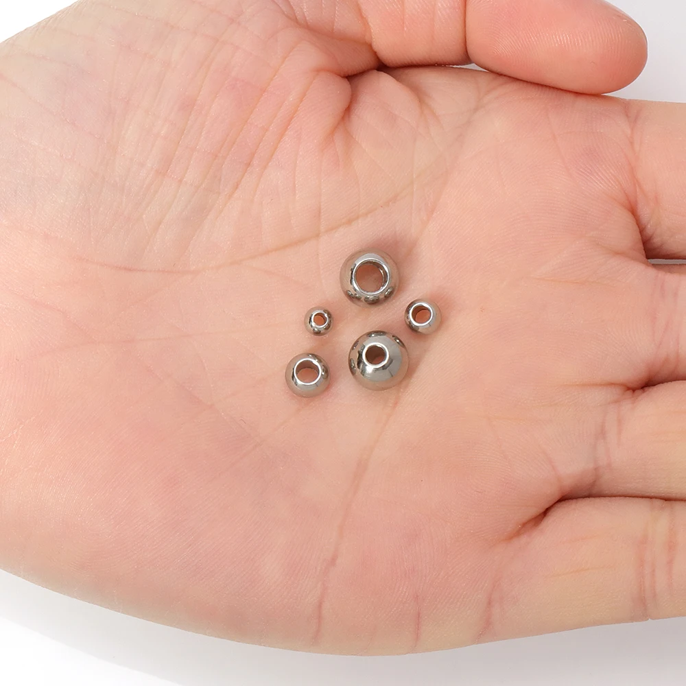 No Fade 100pcs Gold Color Round Beads Stainless Steel Spacer Beads &Beads Separators for Bracelets Necklace Jewelry Making DIY
