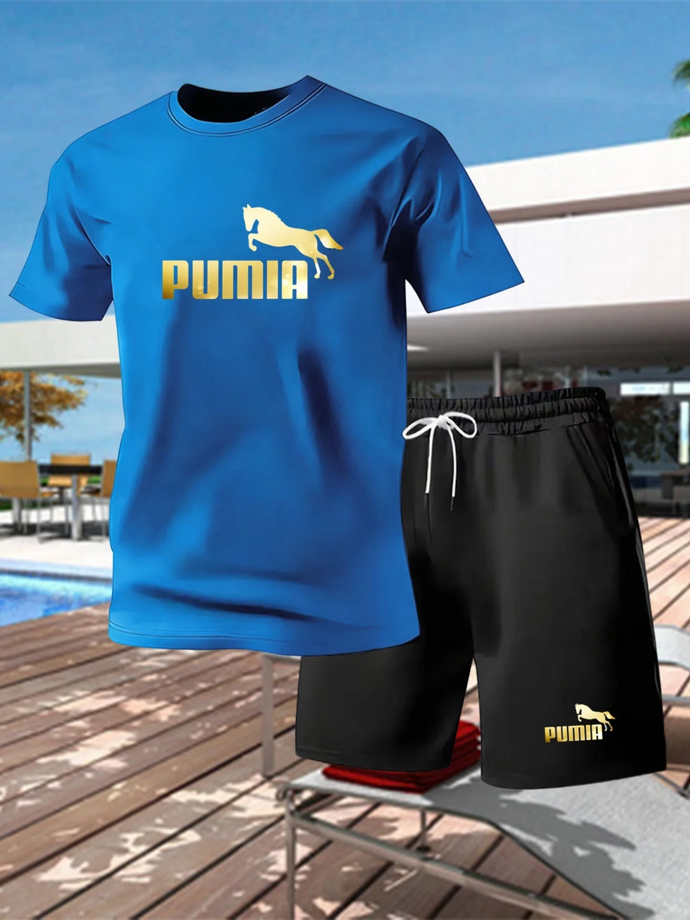 

2026New Men's Summer Short Sleeved T-shirt Set Fashion Two-piece Sportswear Casual Shorts Sportswear Men's Sportswear Set