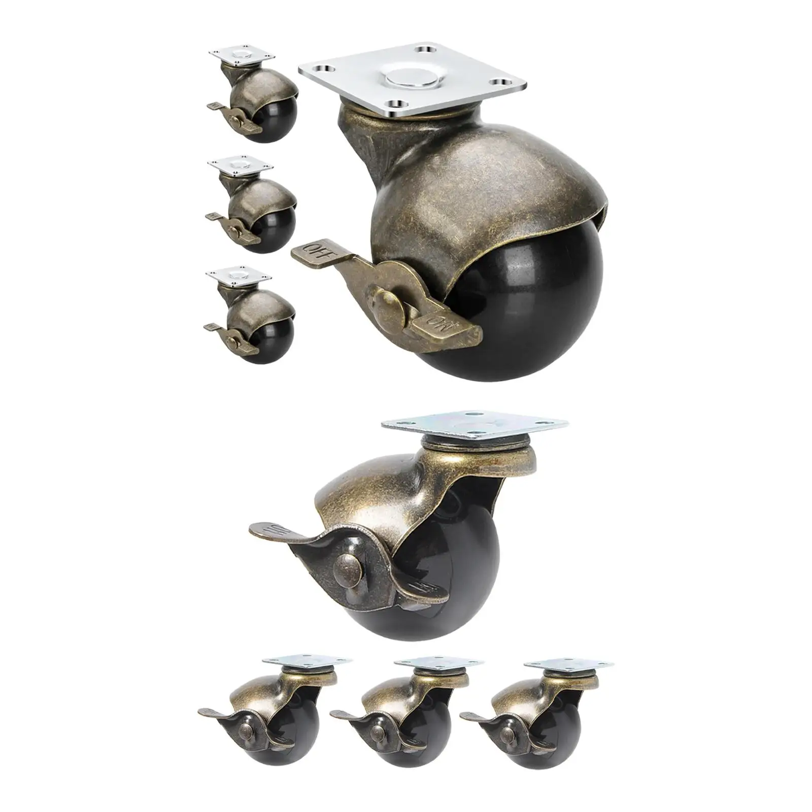 

4Pcs Ball Casters with Brake Smooth Easily Install Plate Wheels Swivel Caster Wheels for Bookshelf Bench Coffee Table Wooden Box