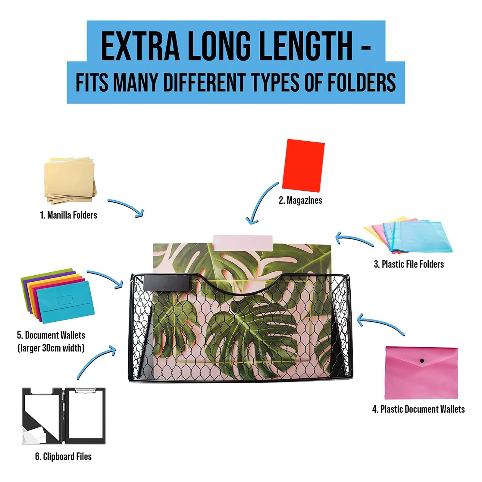 Wall Mounted Mesh File Holder Rack Office Organizer 3 Pockets Displaying and Holding files Storage Newspaper A4 Information Rack