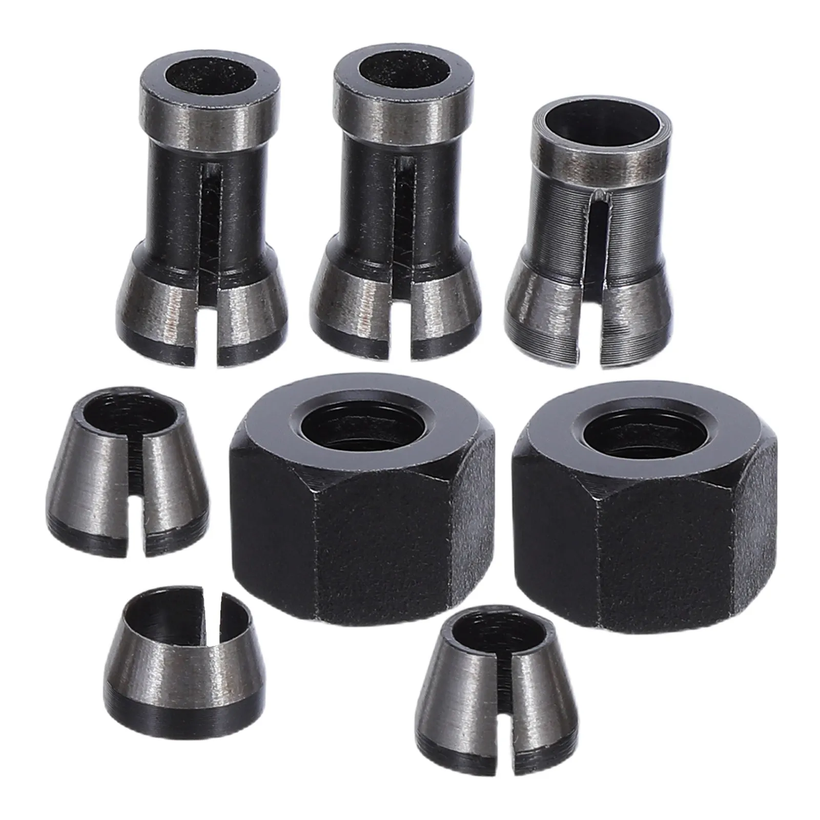 8Pcs Router Collet Chuck Set Carbon Steel 6Mm 6.35mm 8Mm Precision Locking Milling Chuck Kit for Woodworking Engraving Machine