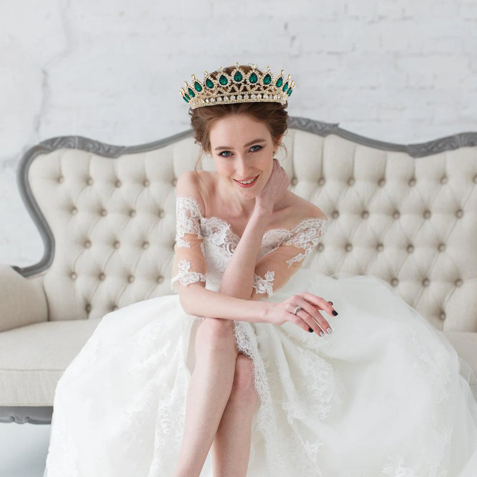 

1Set Red Crown Necklace Earring Set Elegant Jewelry Wedding Dress Accessories Party Costume for Women Female Attractive Gift