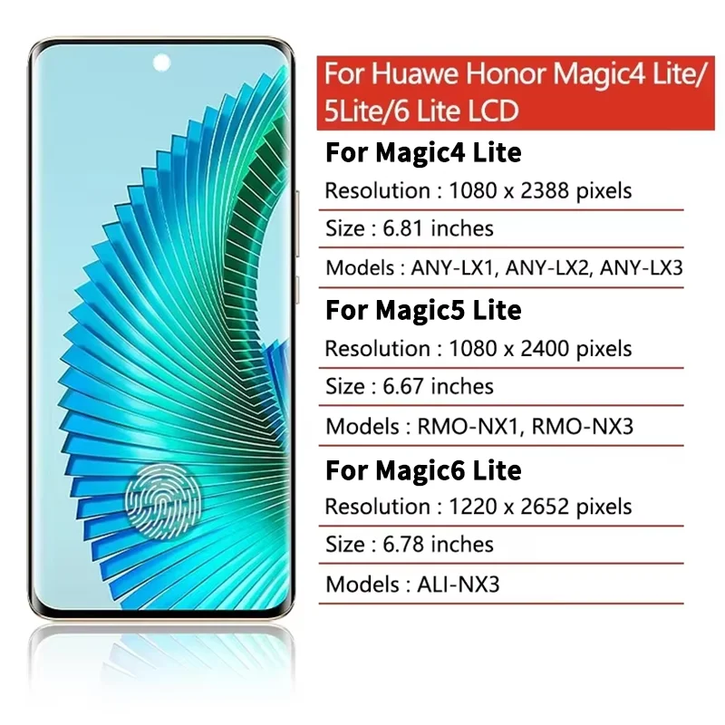 ANY-LX1 RMO-NX1 ALI-NX3 Ramka wyświetlacza do Huawei Honor Magic4 Lite 5 Lite 6 Lite Wyświetlacz LCD Ekran dotykowy Digitizer Montaż — zdjęcie produktu 3