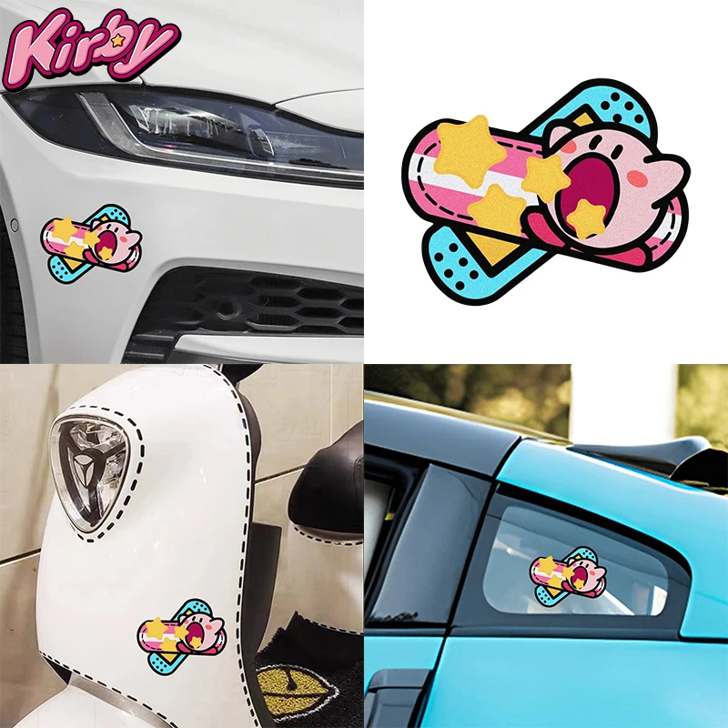 Kirby Cartoon naklejki samochodowe Anime kreatywny motocykl prywatny samochód wodoodporne naklejki akcesoria wewnętrzne dekoracja winylowa tablica naścienna