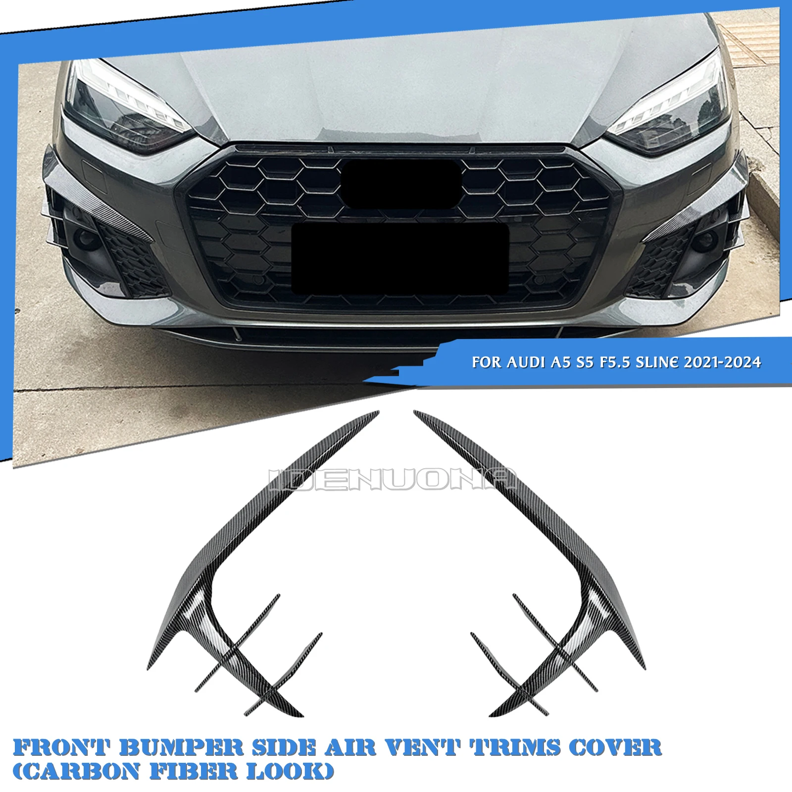 

Передний бампер автомобиля, боковая накладка Canard, рамка-сплиттер для Audi A5 S5 F5.5 Sline 2021 2022 2023 2024