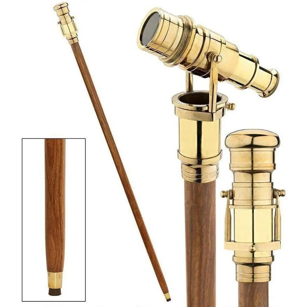

Vintage Nautical Wooden Telescopic Walking Stick, Unisex Ideal for Classic Style