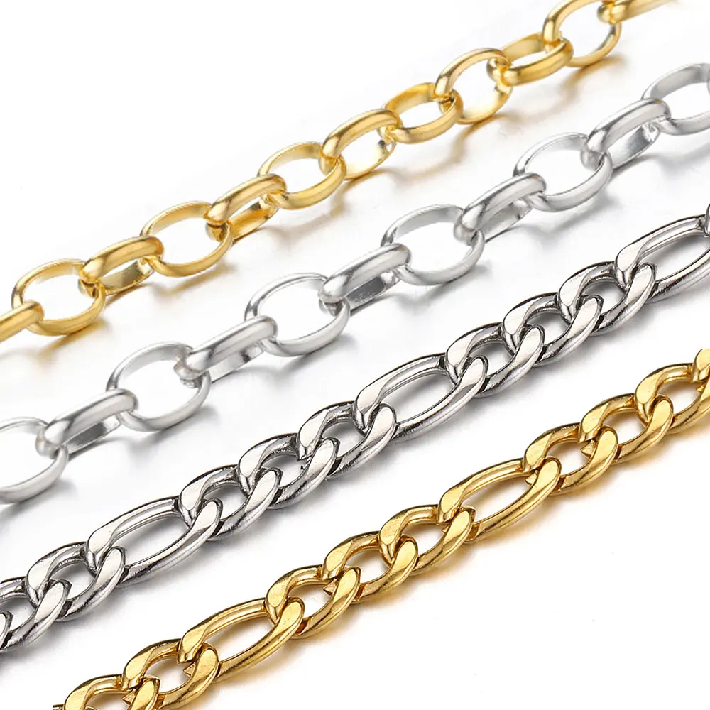 1 Meter kein Verblassen Edelstahlketten ovale Ringe Kabelverbindung dicke Ketten für Schmuckherstellung DIY Halskette Armband Zubehör