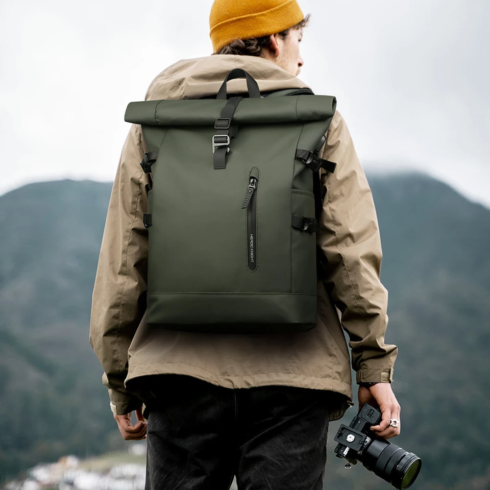 HEROIC KNIGHT Laptoprugzak 15,6 inch uitbreidbare rugzak waterdichte computertas lichtgewicht reisrugzak anti-diefstal casual dagrugzak zakelijke werktas voor sport werk universiteit kantoor - Groen