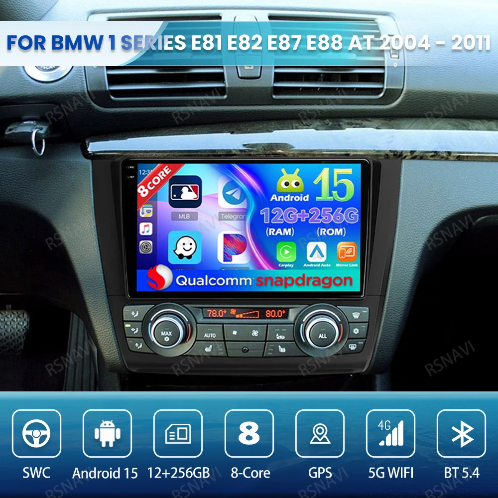 

Android 15 Car Radio For BMW 1 Series E81 E82 E87 E88 AT 2004 - 2011 Multimedia DSP GPS QLED Stereo 5G WIFI Autoradio Head Unit