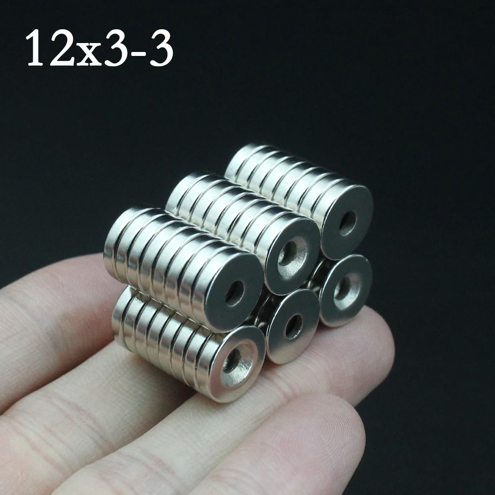 20-500Pcs 12x3-3 Super Strong Neodymium Round Magnet With Hole 12mm x 3mm - 3mm NdFeB Powerful Permanent Magnetic imanes