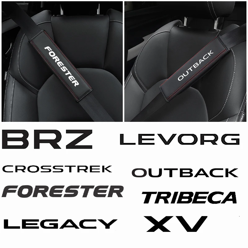 For Subaru Forester XV Outback Legacy WRX Tribeca Levorg BRZ Crosstrek Exiga 1pc Cowhide Car Interior Seat Belt Protector Cover