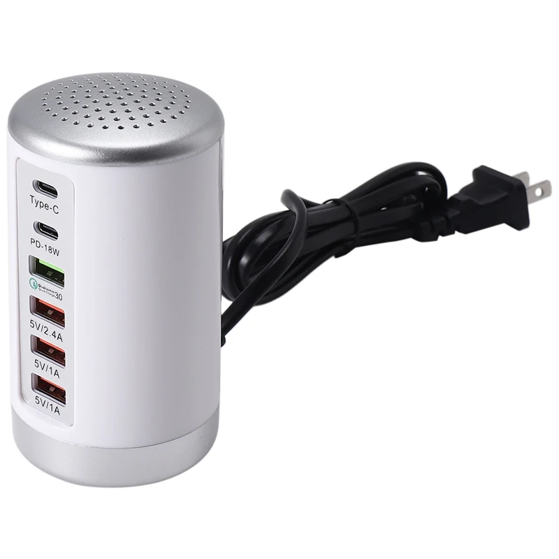 

65 Вт USB-концентратор для быстрого зарядного устройства Quick Charge QC3.0 Multi 6-портовый USB Type C PD Зарядная станция с вилкой стандарта США