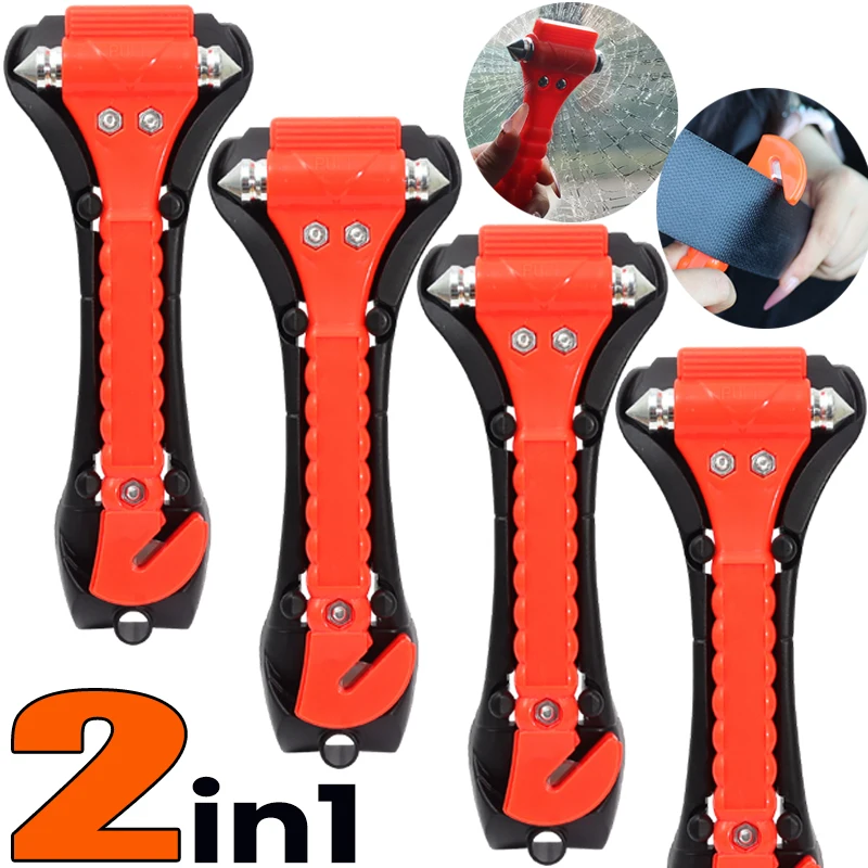 

1/2 шт., молоток для выживания, 2-в-1, резак для ремней безопасности, оконный молоток, инструменты для побега, автомобильный оконный выключатель, базовые аксессуары для экстренной помощи