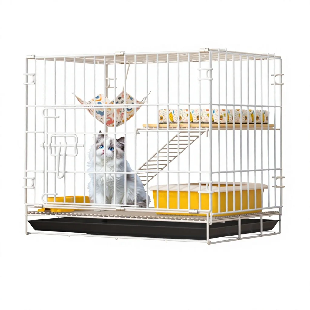 Wholesale Large Outdoor Folding Pet Cage Durable Black Metal with Snap Button Closure Breathable and Solid Pattern for Cat&Dog