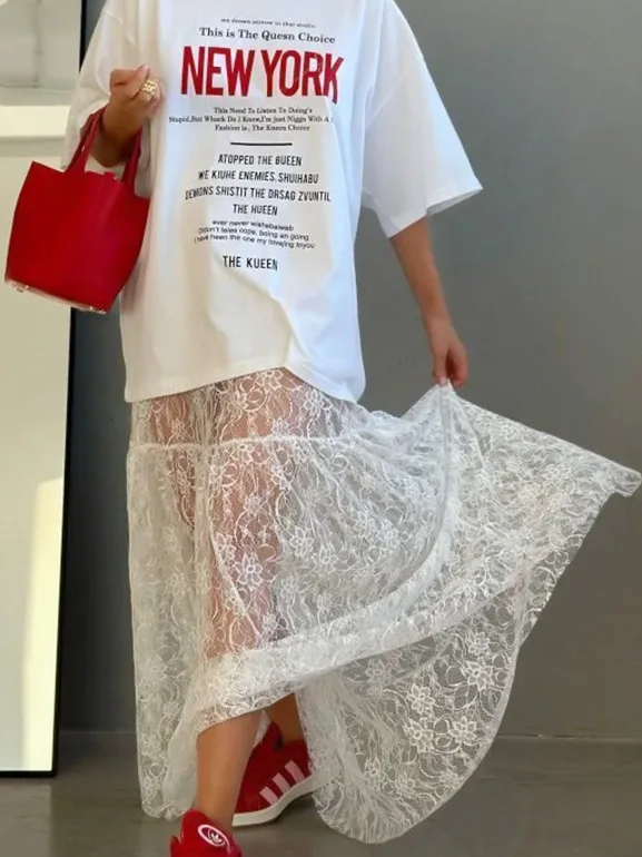 

Весна-лето, новая свободная юбка-миди с высокой талией и вышивкой, модная юбка трапециевидной формы для поездок на работу, женская юбка из полиэфирной ткани