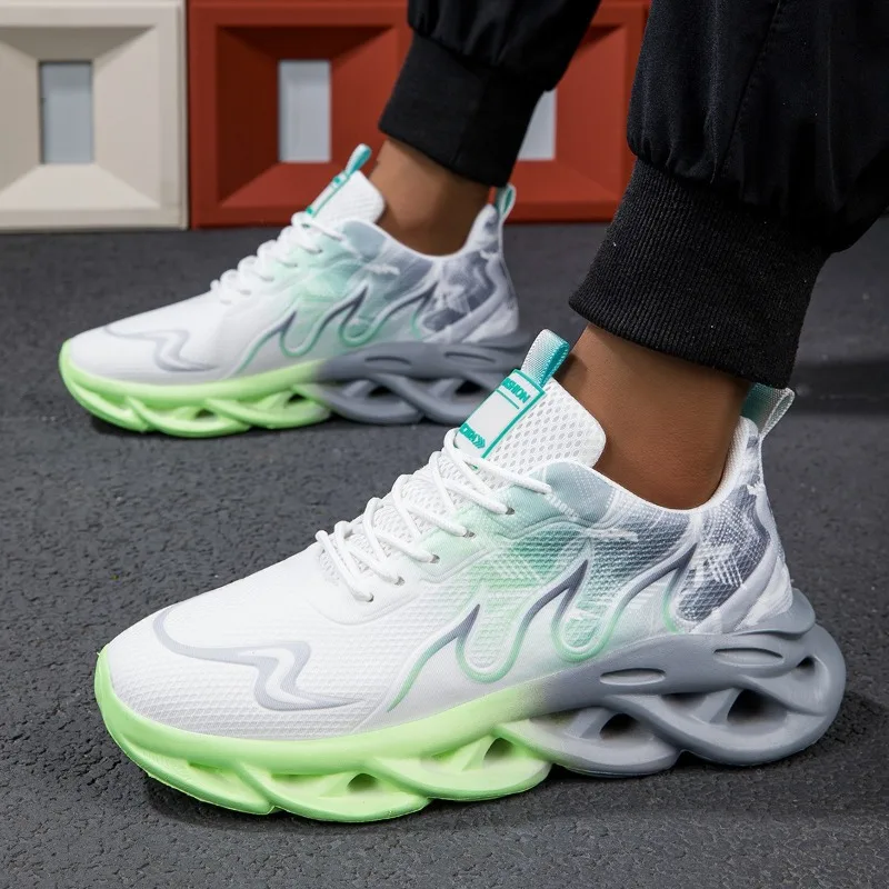 Scarpe da corsa unisex Uomo Donna Mesh leggero Traspirante Comodo piatto Scarpe da tennis morbide Sneakers stringate Uomo 36-46