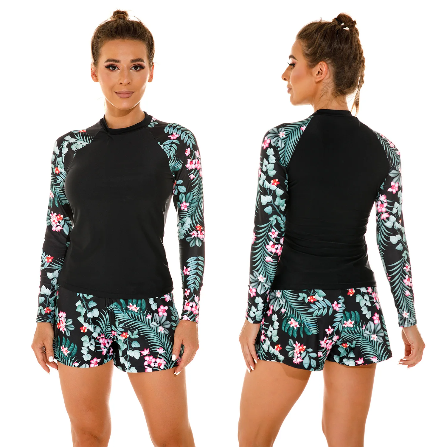 

swimsuit Long-sleeved sun protection swimsuit European and American high-waist split surfing suit swimsuit Bikini women's bi