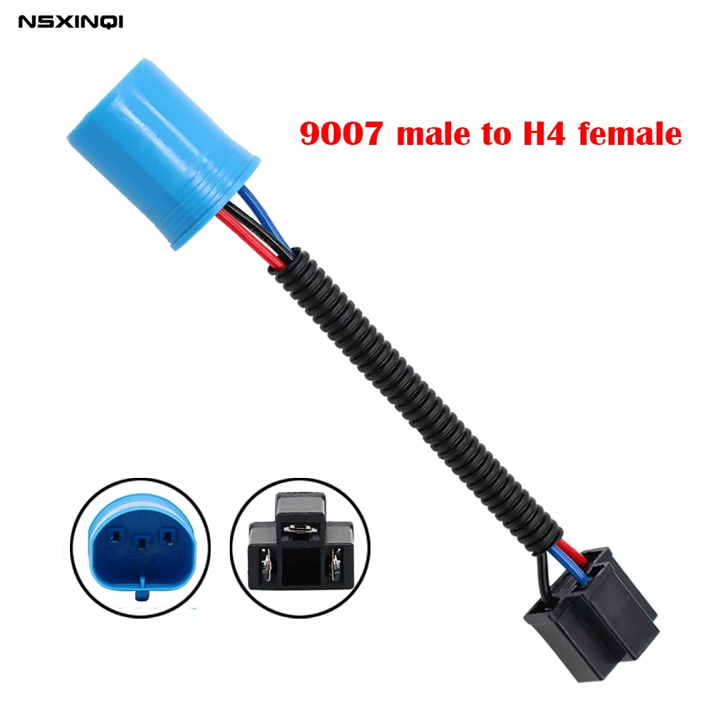 

1pcs 9007 male to H4 female Conversion Connector Wiring Harness Headlight Fog Light Plug Cable Socket Connector