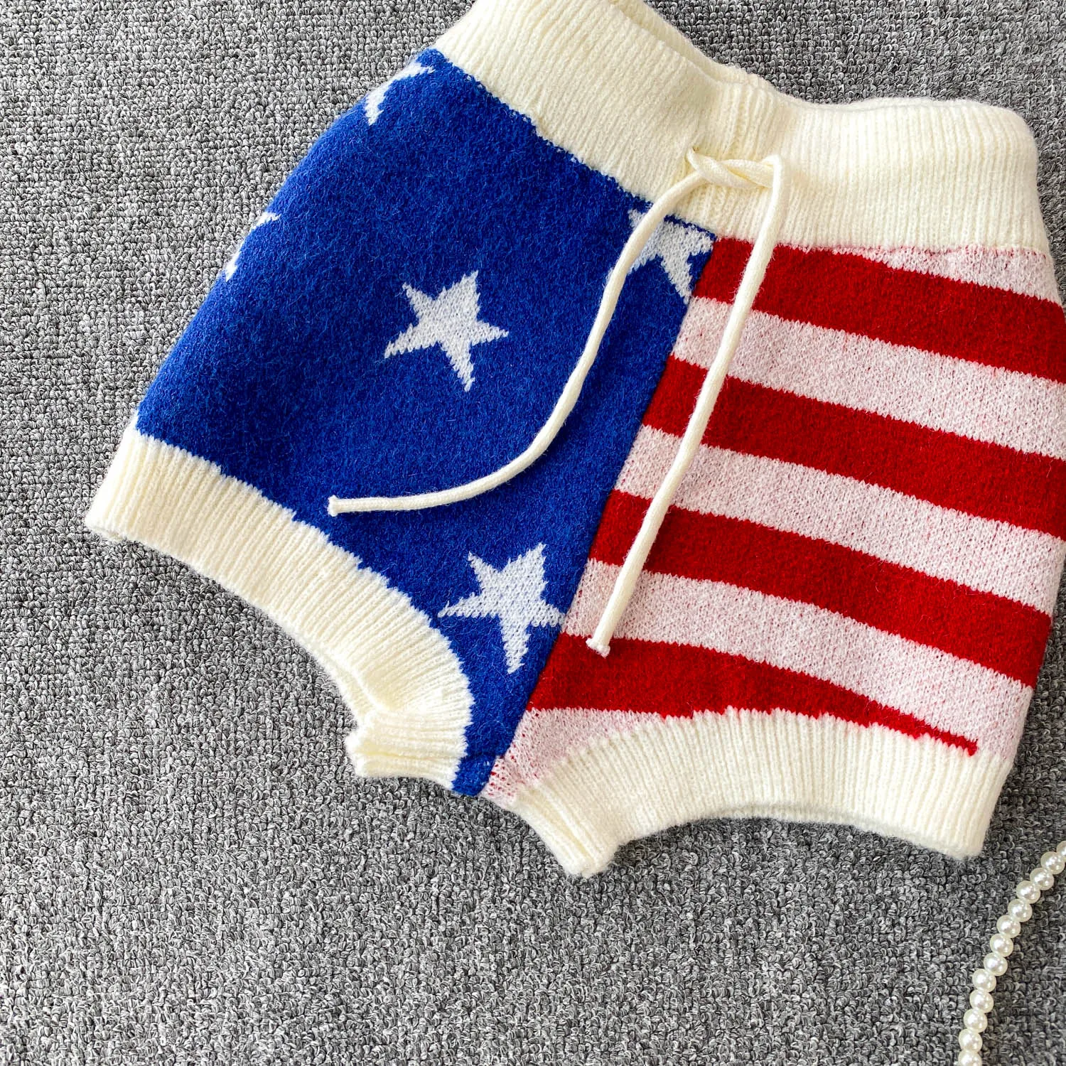 

Сексуальные трикотажные женские брюки в уличном стиле с низкой посадкой в полоску со звездами красного и синего цвета, уличные шорты в стиле ретро, осень