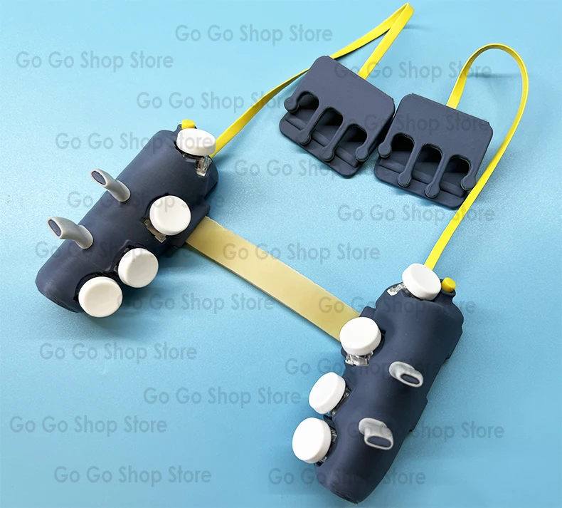 

tablet iPad with point-and-shoot gamepad buttons, six fingers, eight fingers, ten fingers, flying fish V8 controller