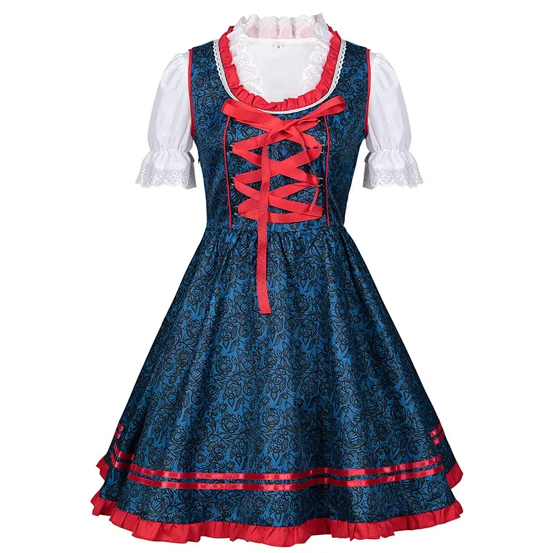 Germany Traditional Bavarian Oktoberfest Beer Girl Medieval Vintage Maid Costume Waitress Halloween Carnival Party Lolita Dress