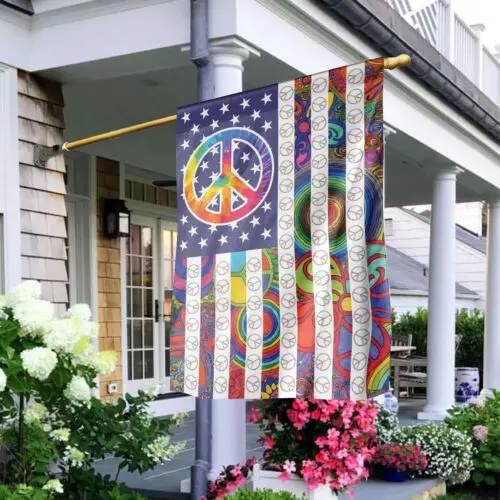 American Hippie Peace Flag, Hippie Tie Dye Flag, Peace Sign Flag, Hippie Peace ZZU