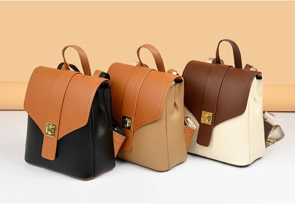 New Arrival Fashion Luxury Soft Leather Backpacks Women's High Capacity Travel Shoulder Bags Totes Crossbody School Backpack