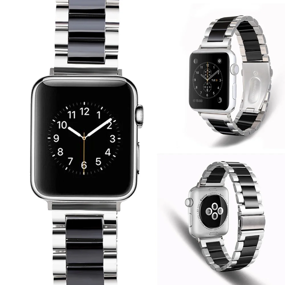 Metal+Ceramic strap for Apple watch 49mm 45mm 41mm 44mm 42mm 46mm Stainless Steel Bracelet band iWatch Ultra 10 9 8 7 6 5 4 band