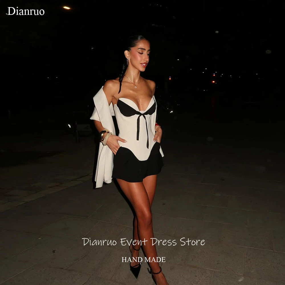 เดียนรัว ชุดเดรสสั้นเซ็กซี่สำหรับงานพรอม ชุดเดรสแขนกุดคอวีหวานๆ ชุดเดรสวันเกิดแบบสองชิ้น ชุดเดรสคุณภาพสูงสำหรับงานเลี้ยงคืนสู่เหย้า สามารถสั่งตัดได้