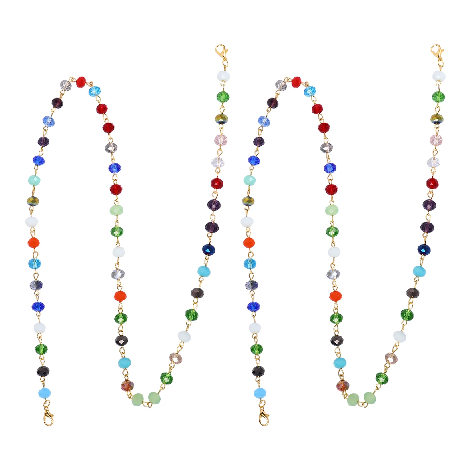 

2Pcs Eyeglasses Chain Crystal Beaded Alloy Pendant Strap for Sunglasses Reading Glasses Anti-Slip Lobster Clasp Secure Fit