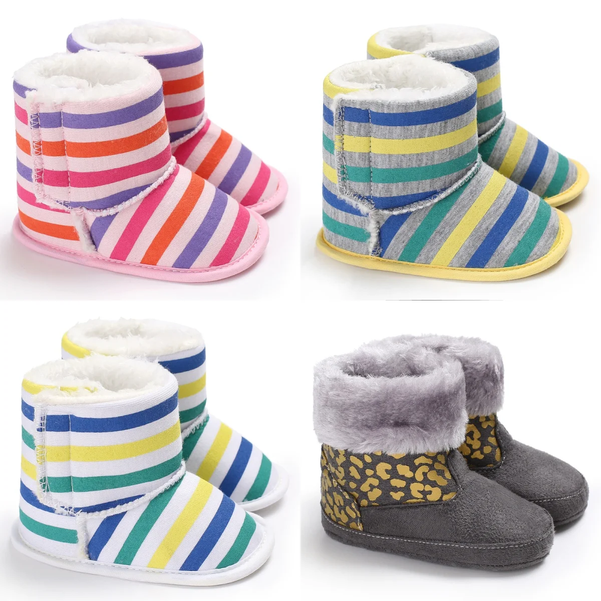 0-18M Baby Autumn And Winter Boots For Baby Girls And Boys Winter Warm Shoes Color Matching Fashion Children's First Step