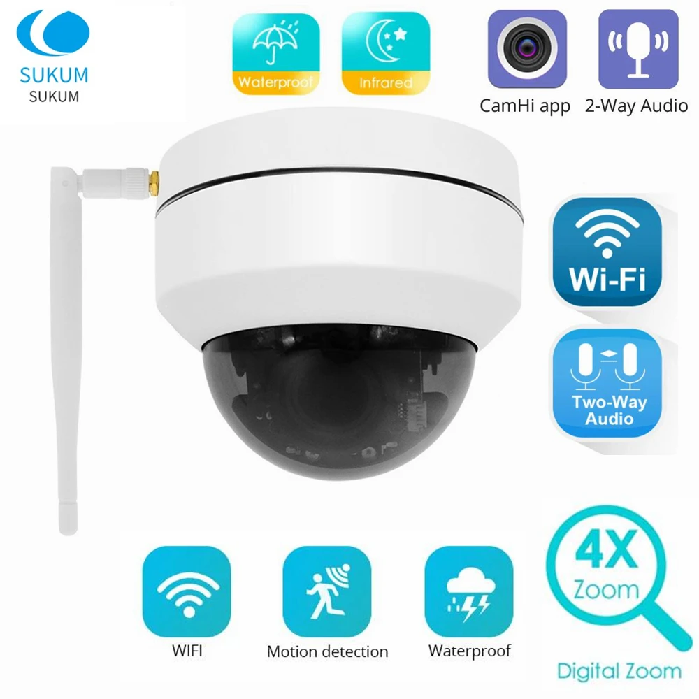 

CamHi 5MP WIFI MINI PTZ IP Camera Outdoor 2.8-12mm Lens Speed Dome Waterproof Wireless Security Camera